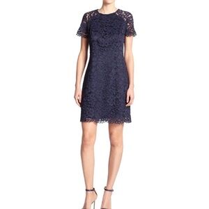 Shoshanna Beverly Lace Shetha Dress Size 2 Navy Blue Mini Party Event Christmas